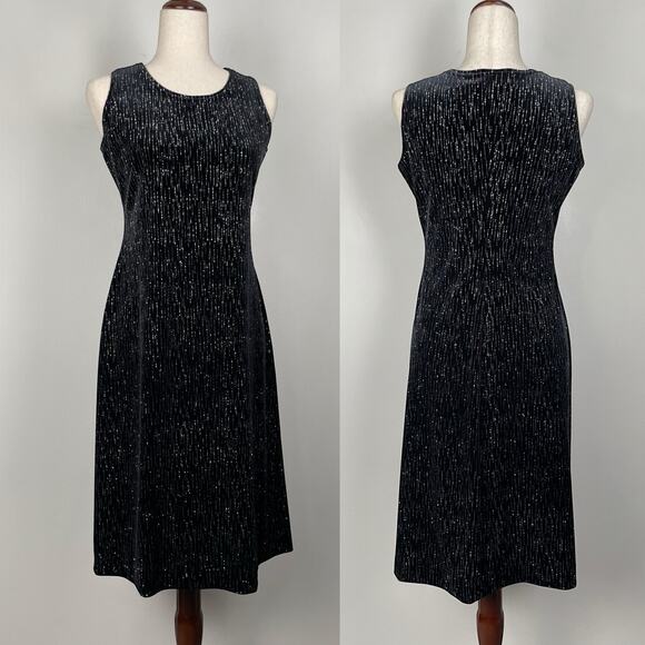 90s VTG Ronni Nicole 2-Pc Velvet Evening Dress w/ Jacket Black Glitter Sparkly - Picture 3 of 16